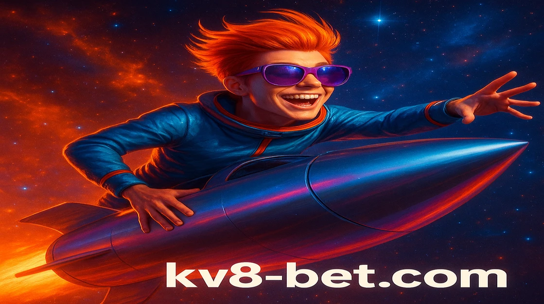 kv8-র ভবিষ্যৎ-চালিত পাইলট স্যুট ও সানগ্লাস পরা একটি কার্টুন ব্যক্তি রকেটে চড়ে, রঙিন গ্যালাক্সার মধ্য দিয়ে ভেসে যাচ্ছে; নীচে জ্বলছে জJetএক্স শিরোনাম।
